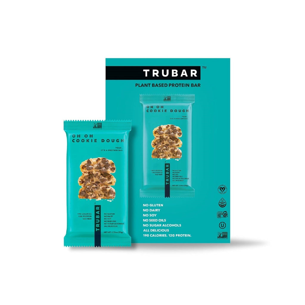 TRUBAR Plant-Based Protein Bar, 12g Protein, 13g Fiber, Vegan, Gluten Free, Non-GMO, Dairy Free, 12 CT