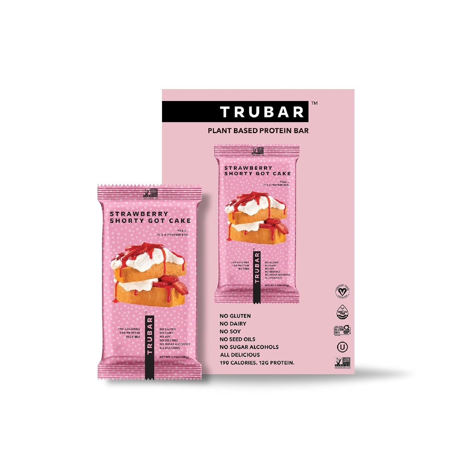 TRUBAR Plant-Based Protein Bar, 12g Protein, 13g Fiber, Vegan, Gluten Free, Non-GMO, Dairy Free, 12 CT