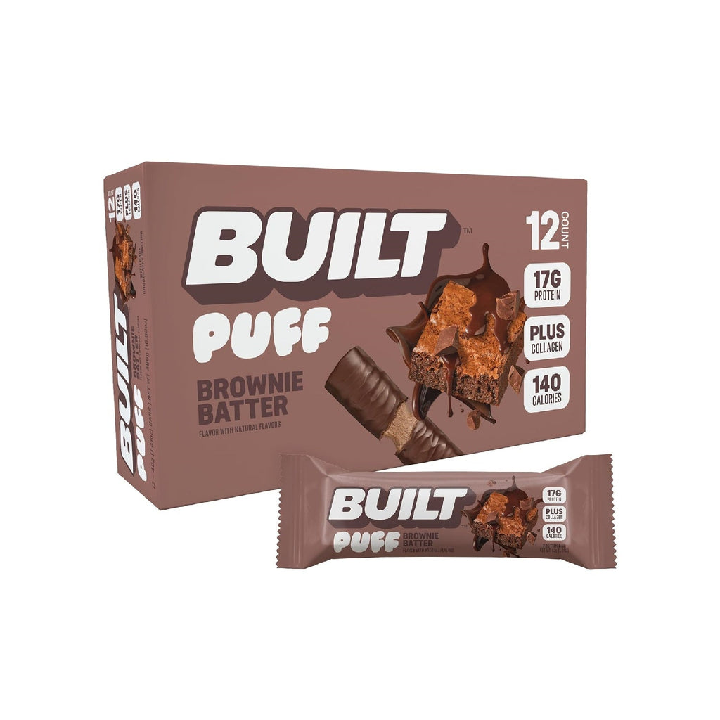 Built Bar, Puff Protein Bars, 17g Protein Snacks,  Only 140 Calories, 6g Sugar, Collagen, Gluten Free, 12 Count