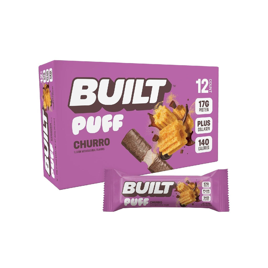 Built Bar, Puff Protein Bars, 17g Protein Snacks,  Only 140 Calories, 6g Sugar, Collagen, Gluten Free, 12 Count