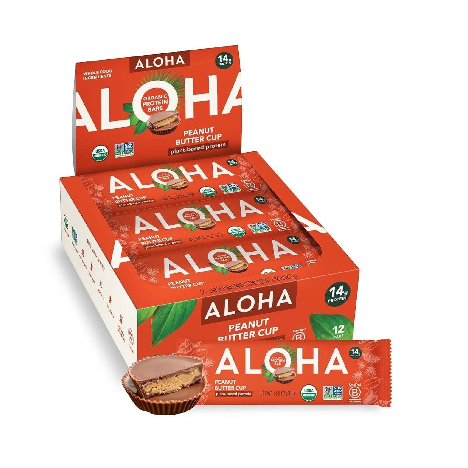 ALOHA Organic Plant Based Protein Bars | 1.98 Oz (Pack of 12) | Vegan, Low Sugar, Gluten Free