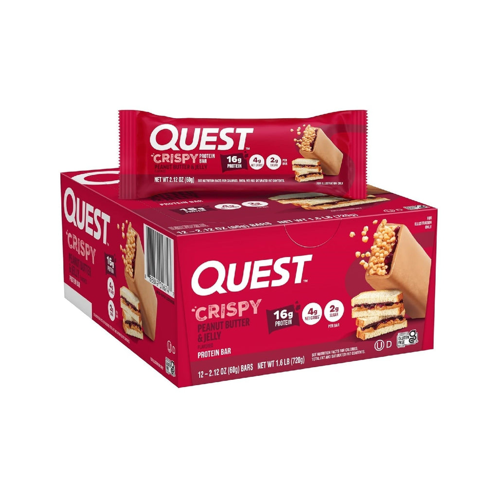 Quest Nutrition Crispy  Hero Protein Bar, 18g Protein, 1g Sugar, 3g Net Carb, Gluten Free Protein Snack,  12 Count