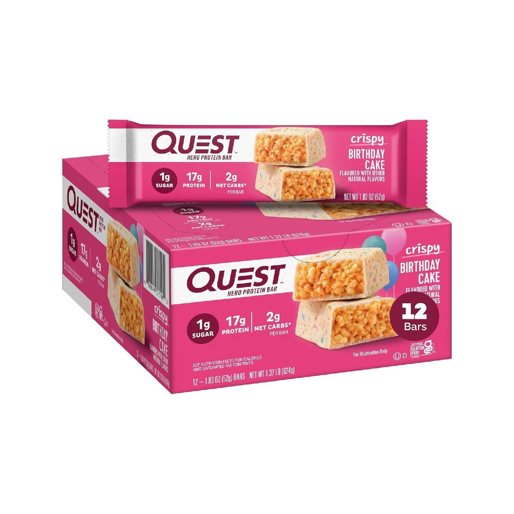 Quest Nutrition Crispy  Hero Protein Bar, 18g Protein, 1g Sugar, 3g Net Carb, Gluten Free Protein Snack,  12 Count