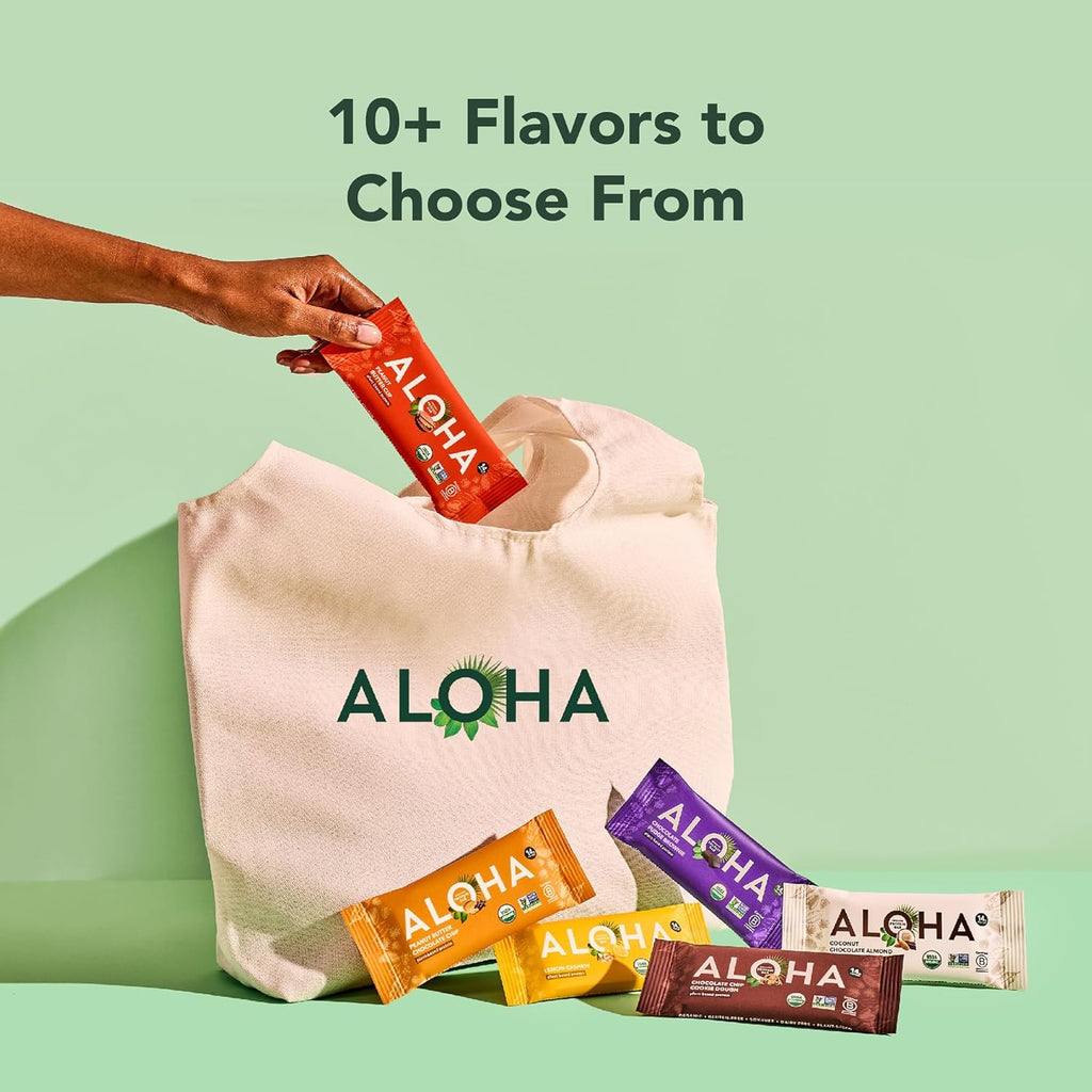 ALOHA Organic Plant Based Protein Bars | 1.98 Oz (Pack of 12) | Vegan, Low Sugar, Gluten Free