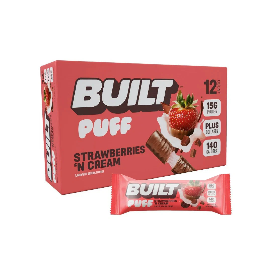 Built Bar Puff Protein Bars – 15g Protein, 160 Calories, 8g Sugar, 12 Count